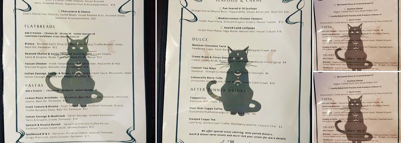 Spellbound cafe Menu