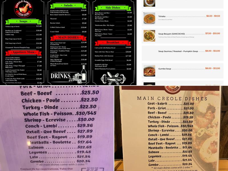 Creole Garden Menu