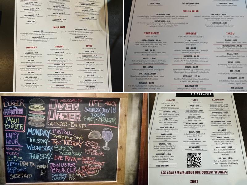 Over/Under Menu