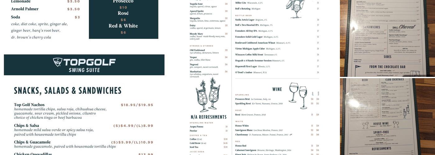 Topgolf Swing Suite Menu