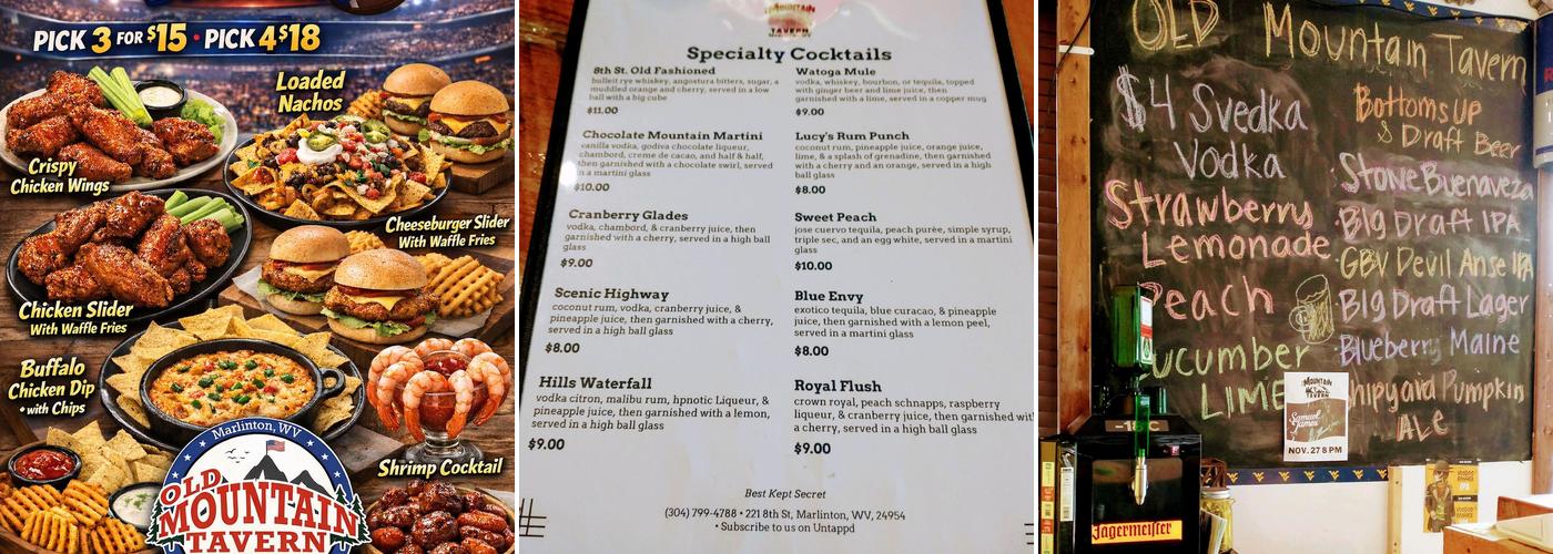 Old Mountain Tavern Menu