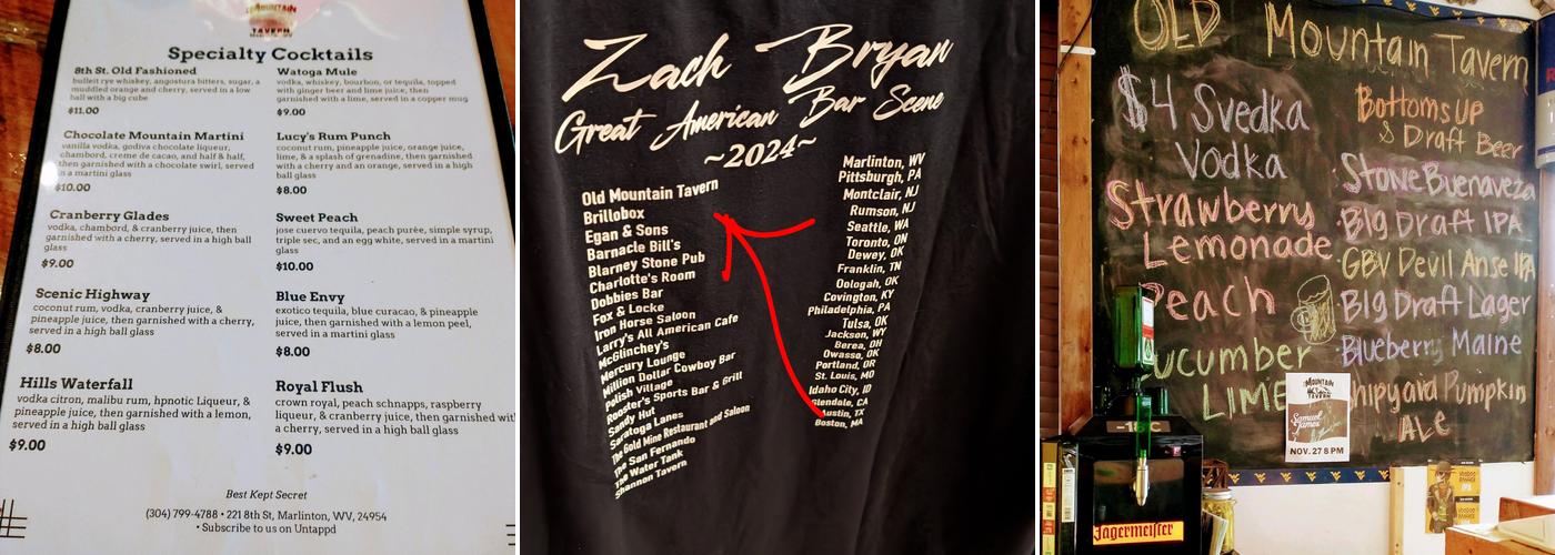 Old Mountain Tavern Menu