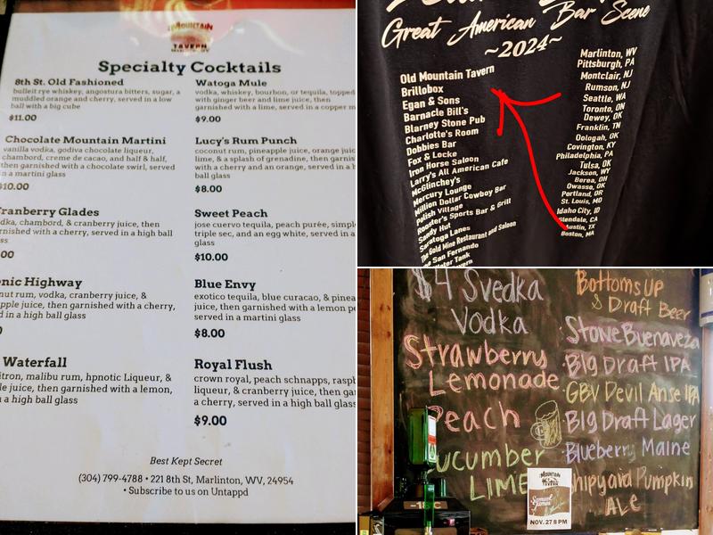 Old Mountain Tavern Menu