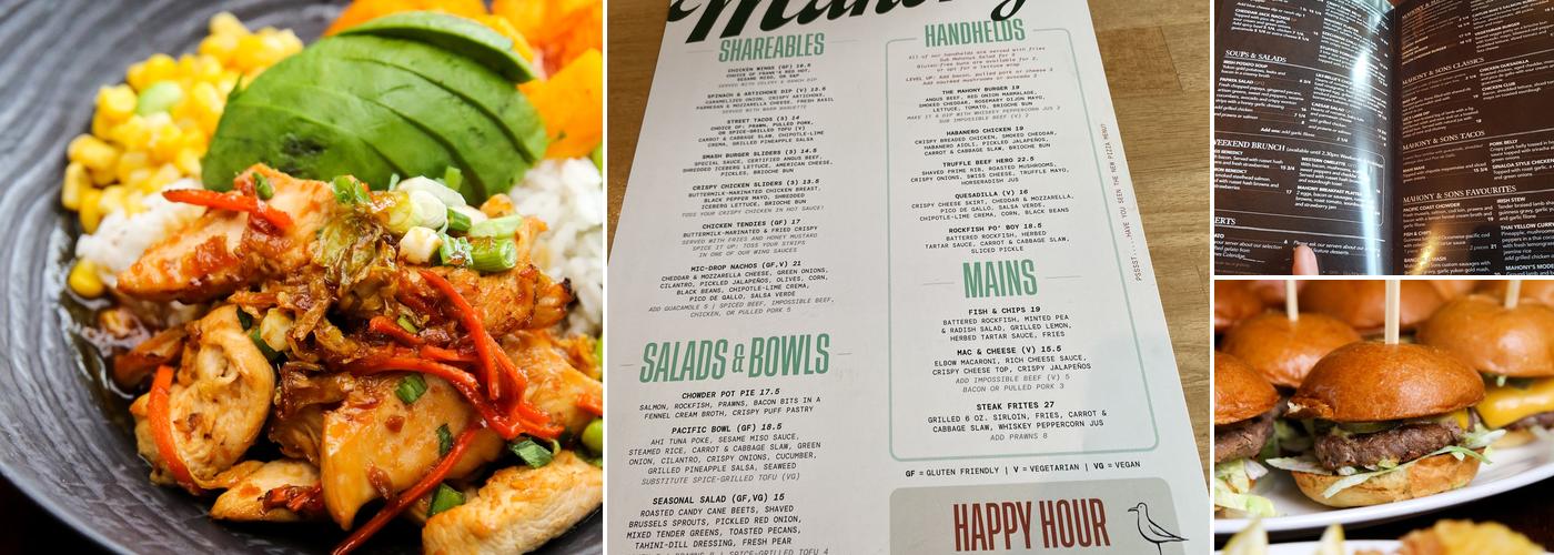 Mahony's Tavern Convention Centre Menu