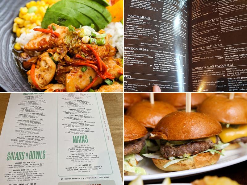 Mahony's Tavern Convention Centre Menu