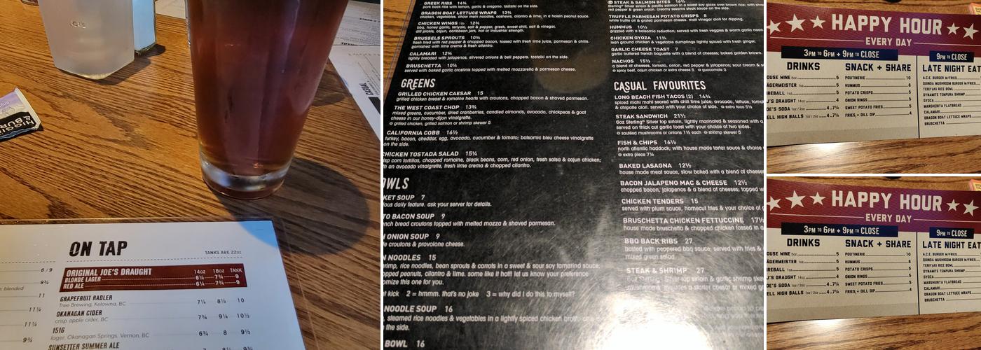 Original Joe's Menu