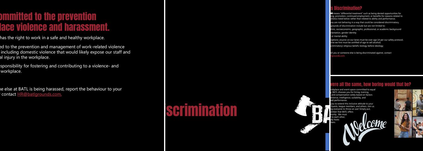 BATL Axe Throwing Menu