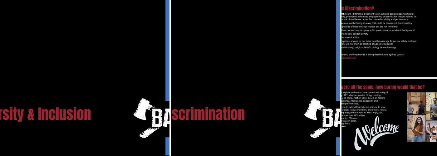 BATL Axe Throwing Menu