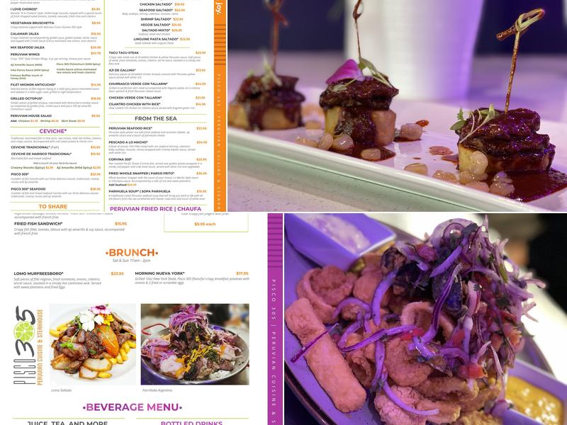 Pisco305 Diner American & Peruvian Fusion Menu