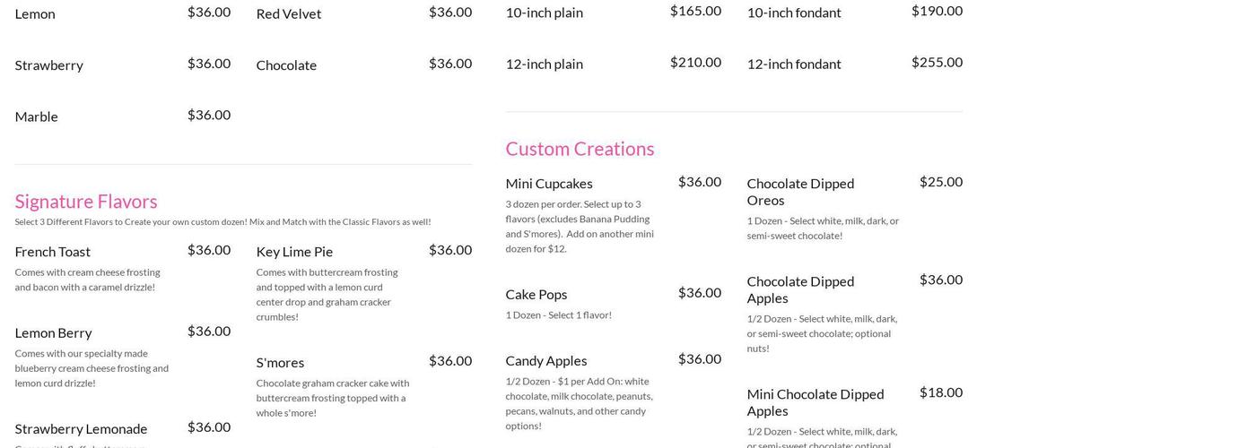 Whipped Elements Menu