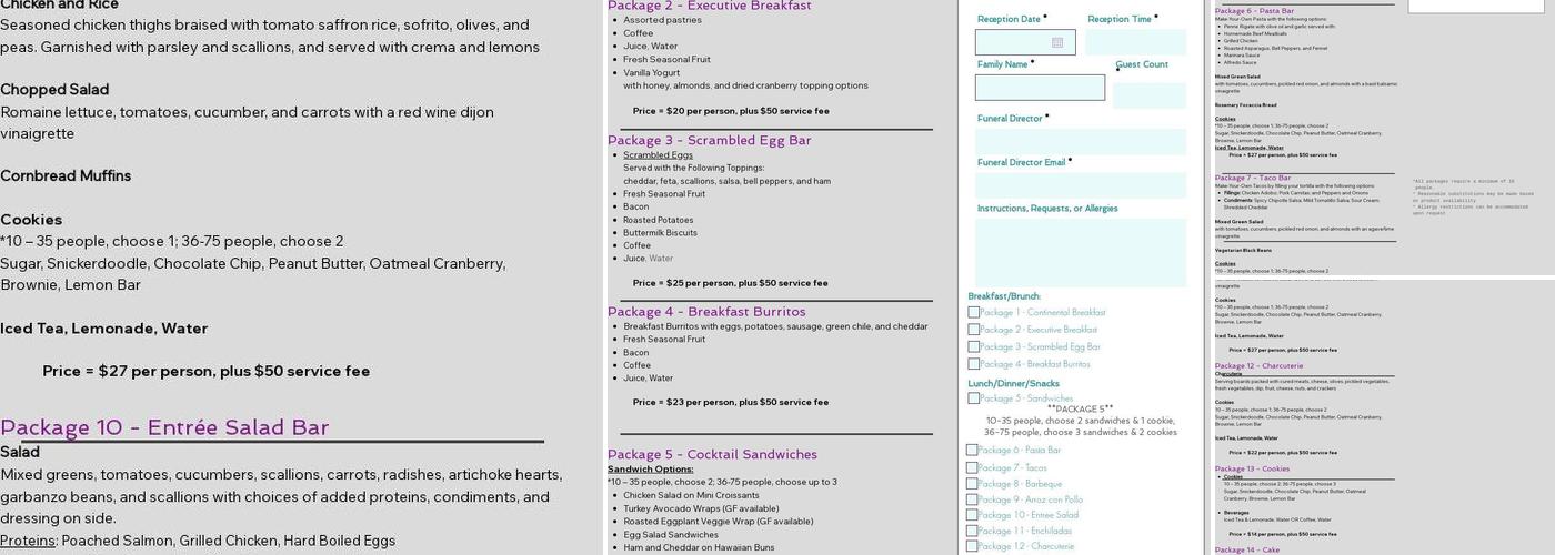 Goddess Catering Menu