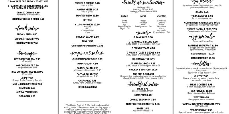 Trackside Diner Menu