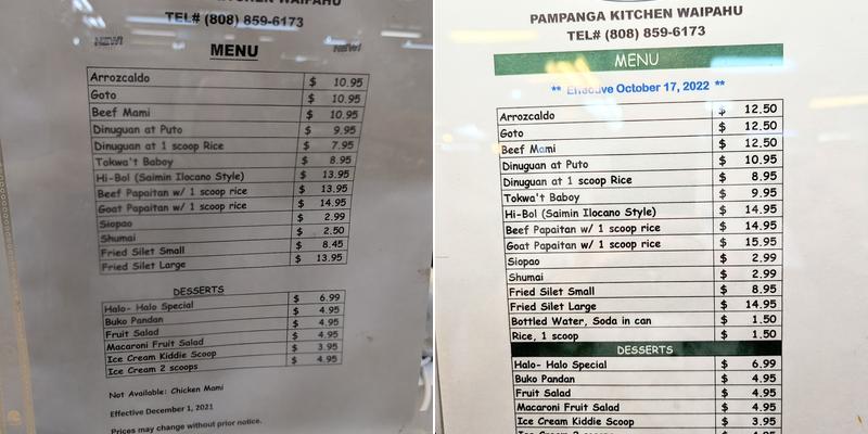 Pampanga Kitchen Waipahu Festival Menu
