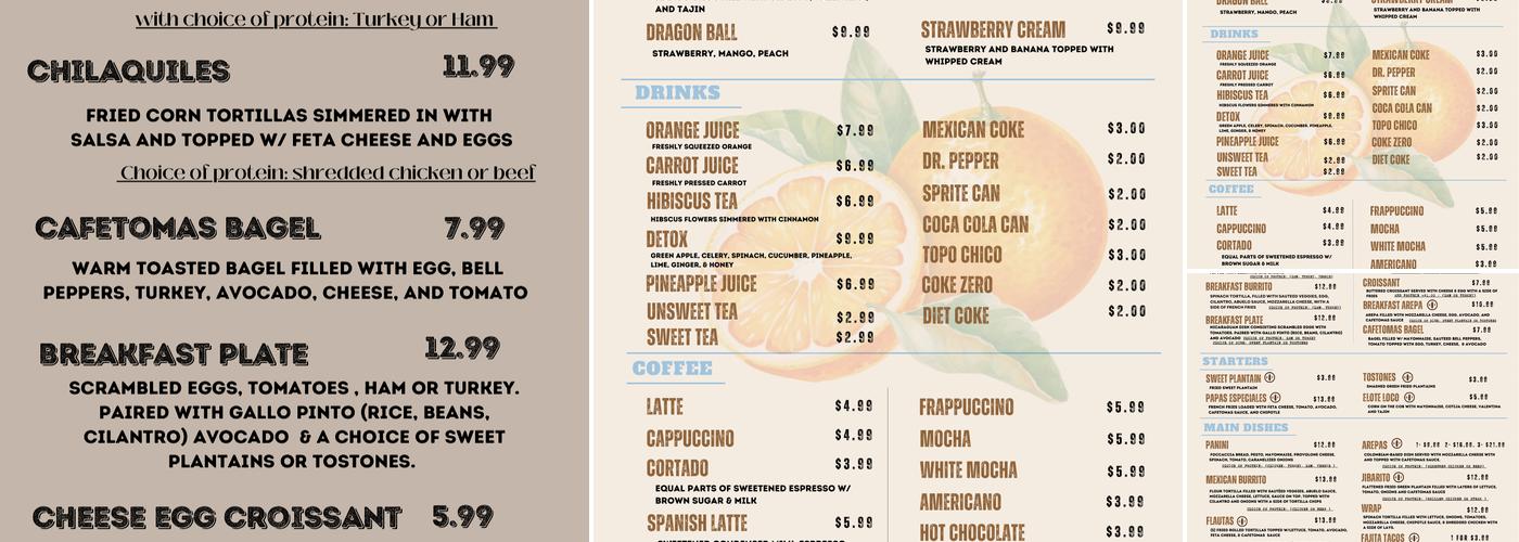 Cafetomas Menu