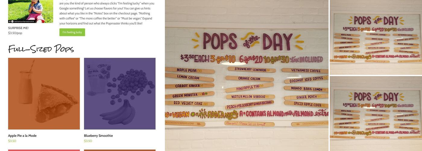 Crooked Stick Pops Menu
