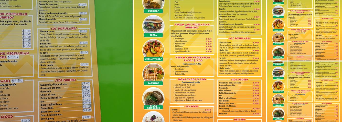 Nacho's House Mexican kitchen Menu