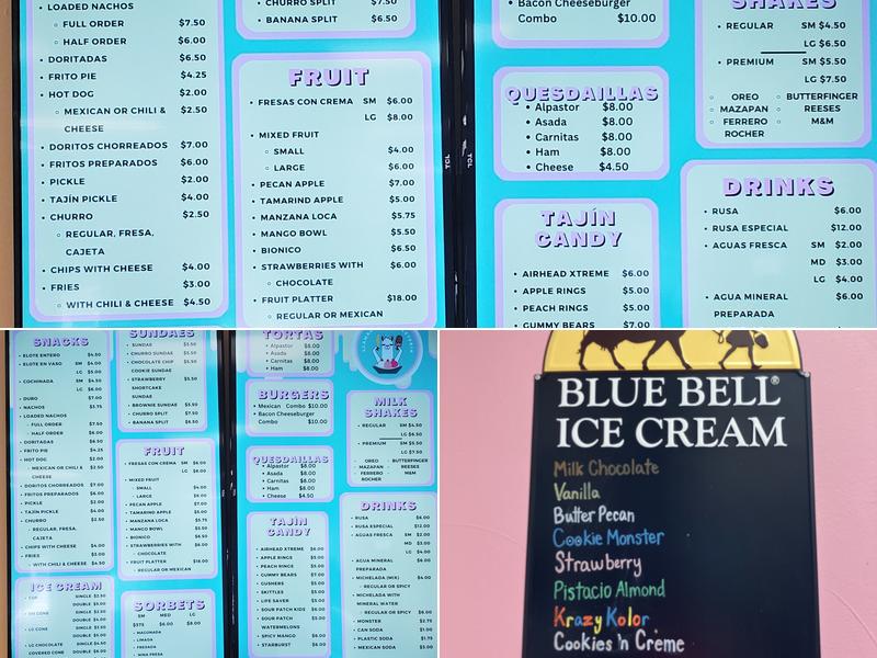 Llamalicious Paleteria Menu