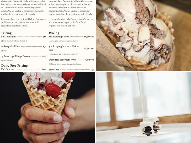 Blacksmith Ice Cream Co. Menu