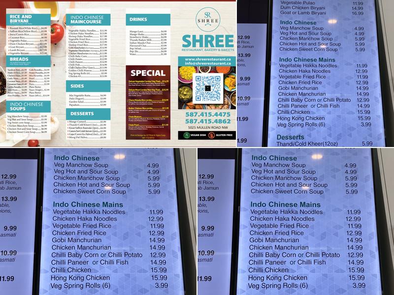 Shree Restaurants Bakery & Sweets Menu