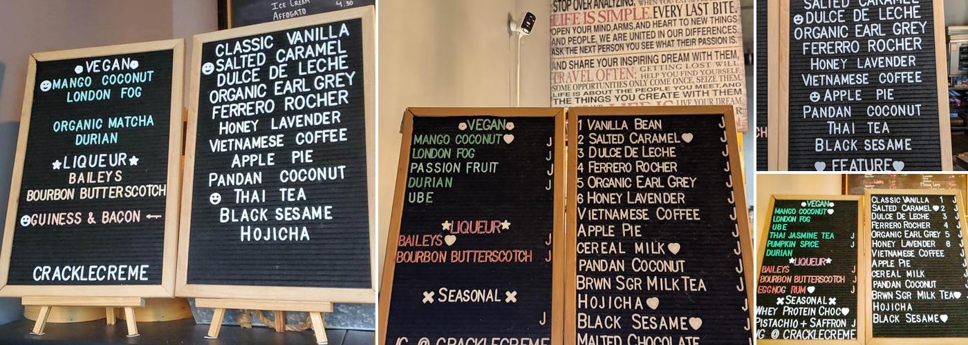 Crackle Creme Menu