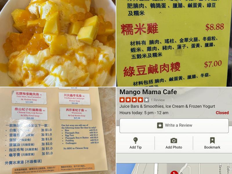 Mango Mama Menu
