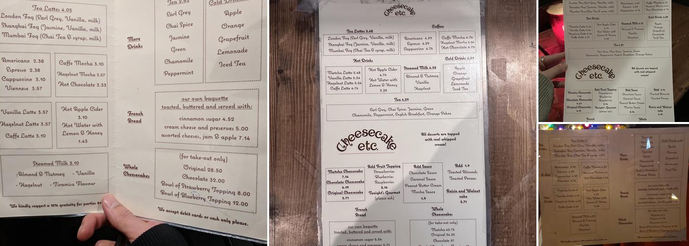 Cheesecake Etc Menu