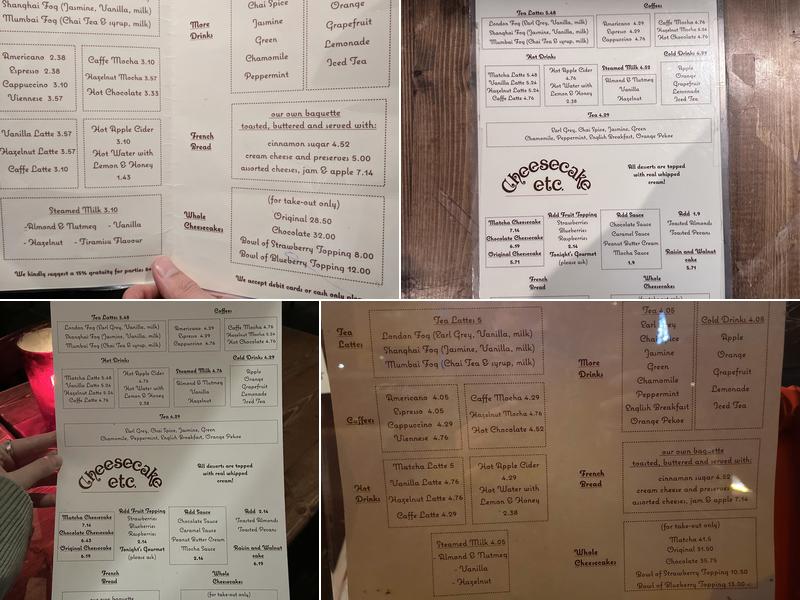 Cheesecake Etc Menu