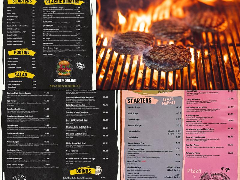 Woody Wood Burger Menu