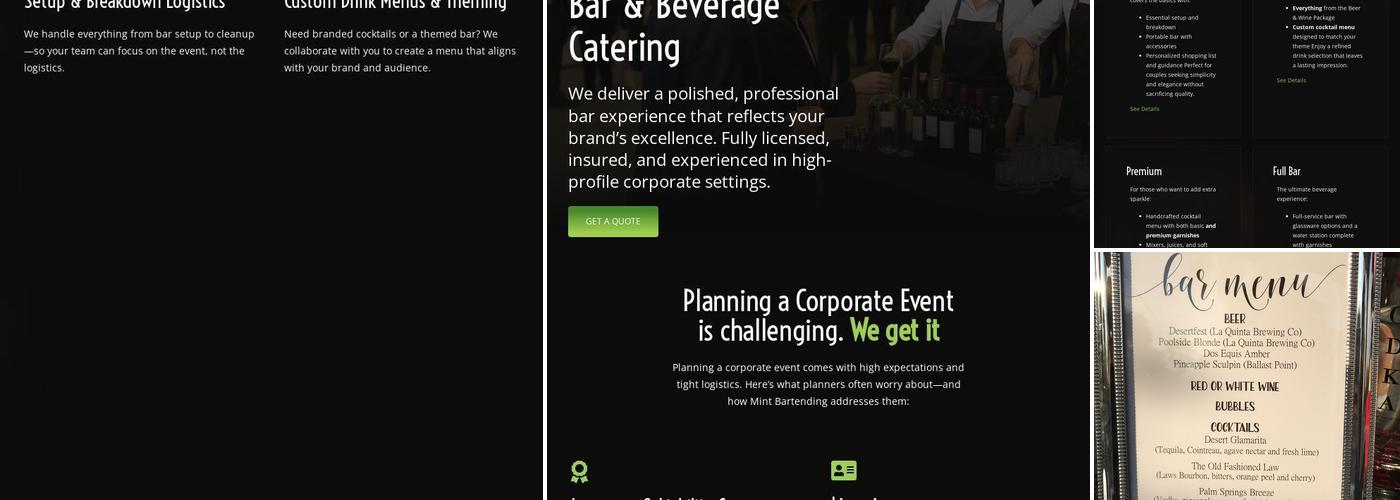 Mint Bartending Menu