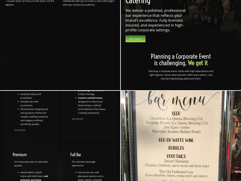 Mint Bartending Menu