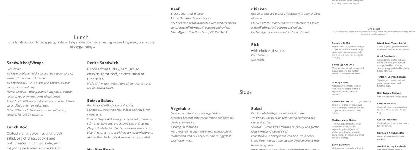 Eat It Up Catering Service Inc. Menu