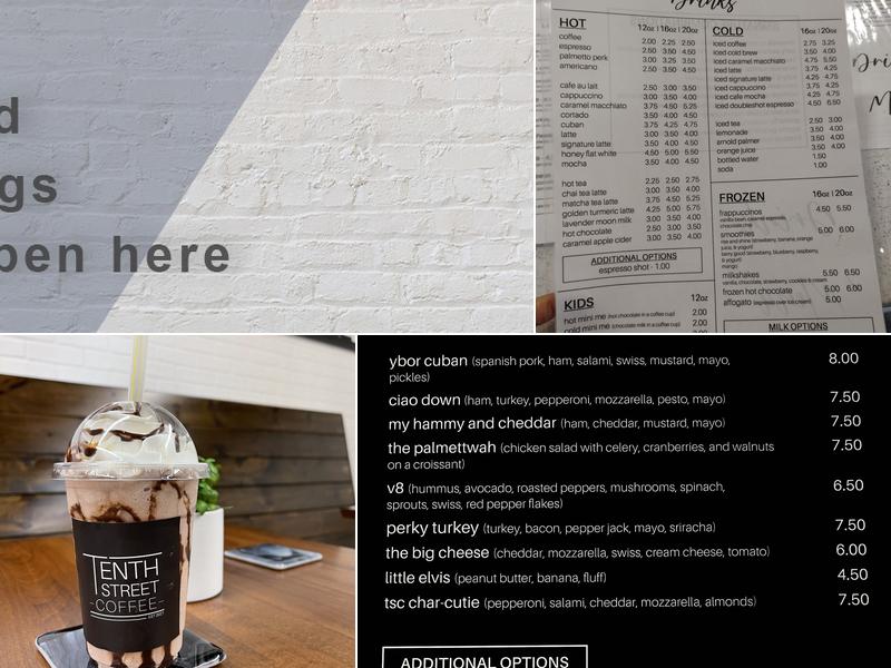 Tenth Street Coffee Menu