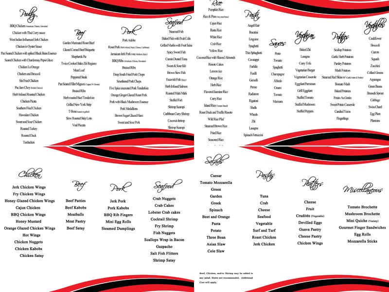 SW Catering Inc Menu