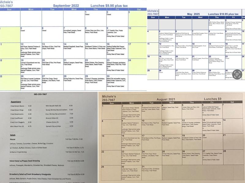 Michele's Catering Southern Home Cooking Menu