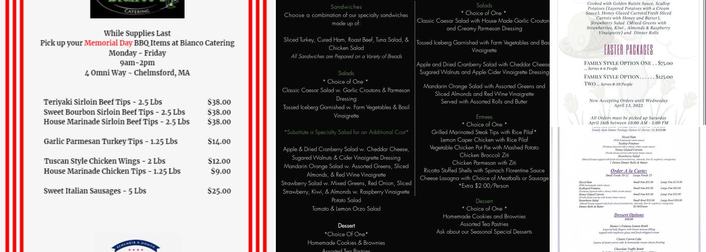 Bianco's Catering Menu