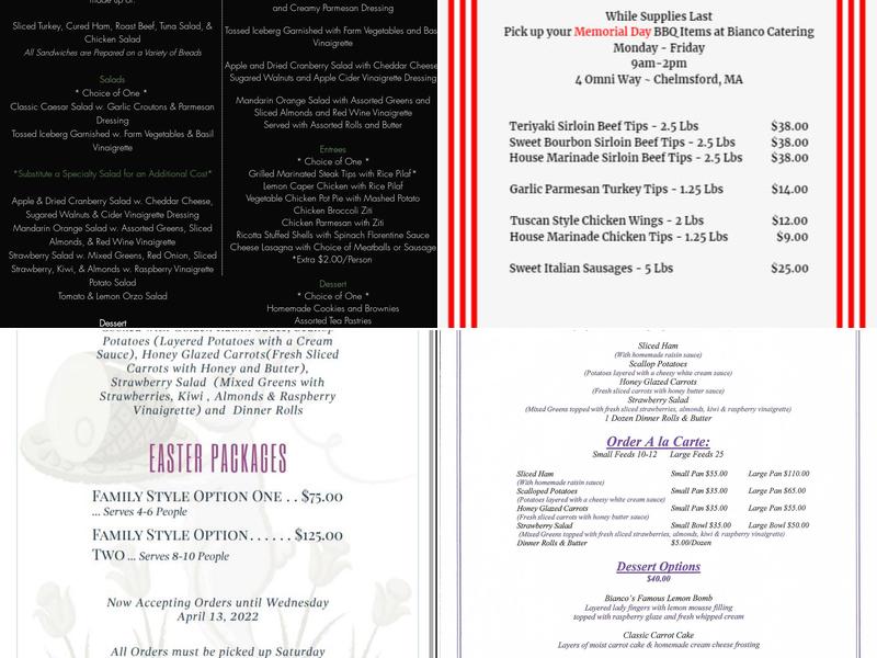 Bianco's Catering Menu