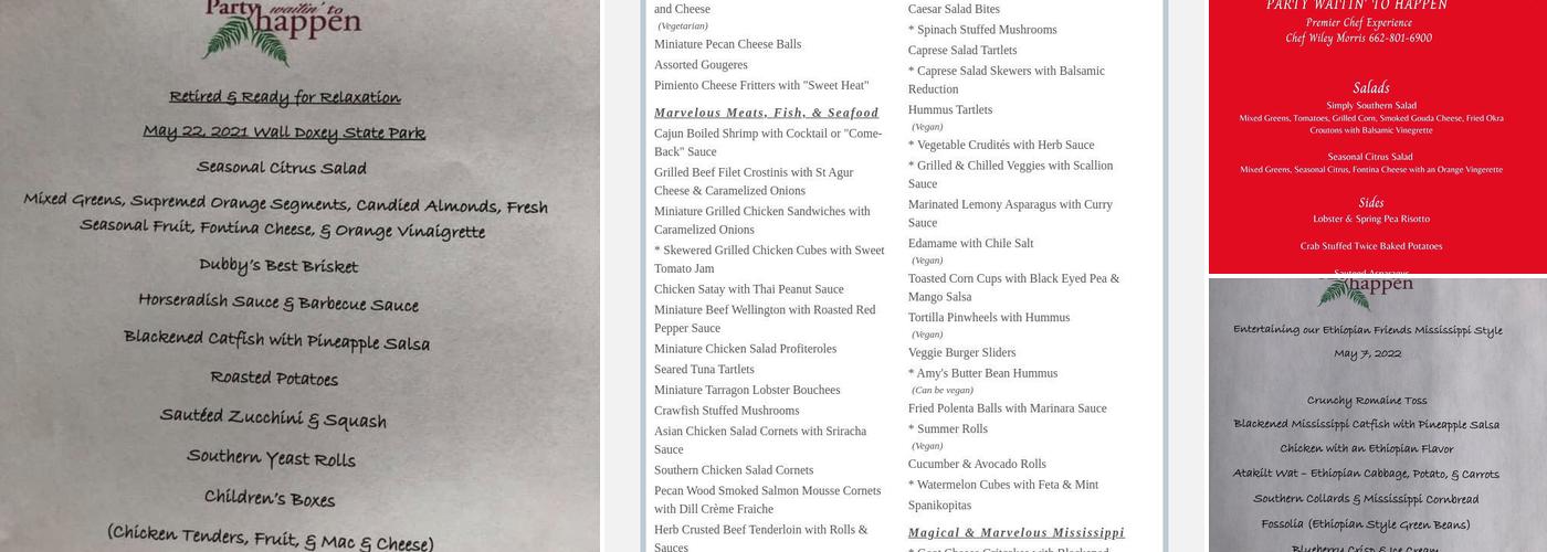 Party Waitin To Happen Menu