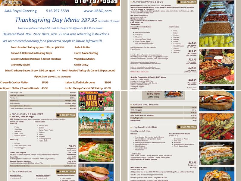 AAA Royal Catering Menu