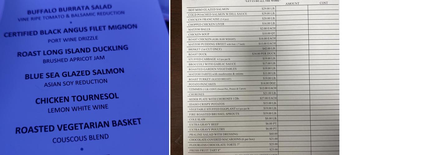 Kombert Caterers Inc Menu