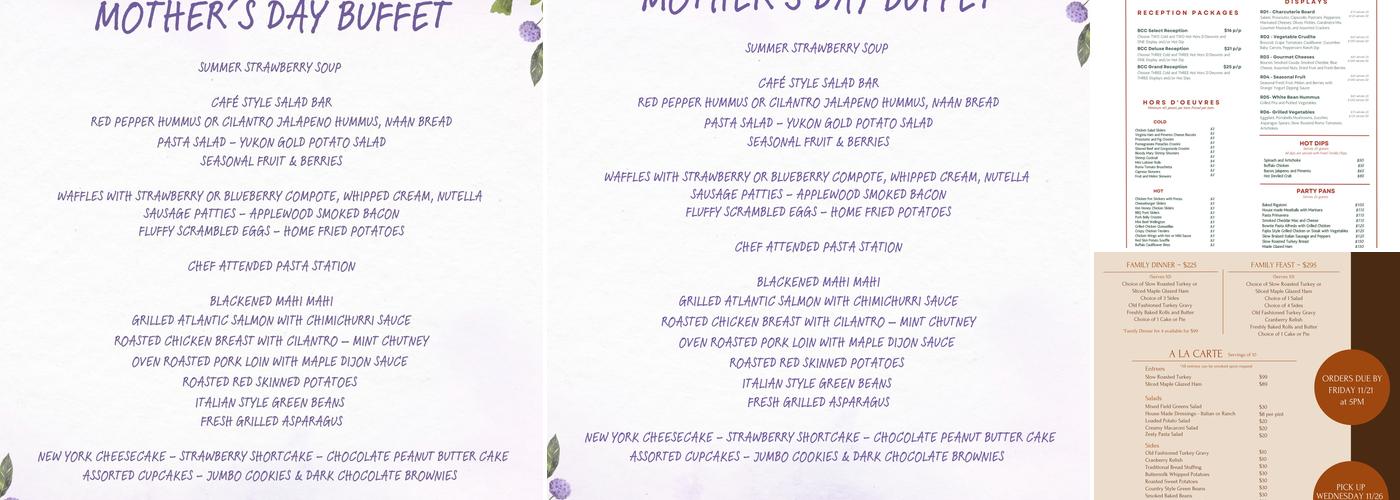 Bridgeport Conference Center Menu