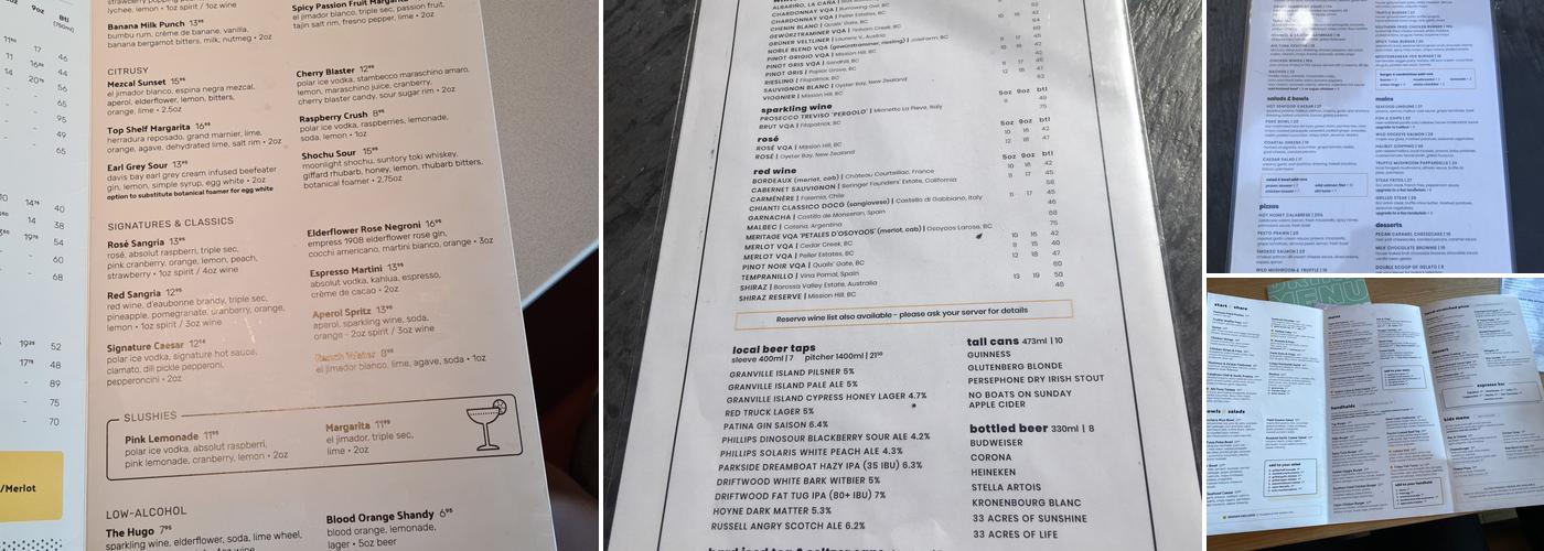 Bridges Restaurant Menu