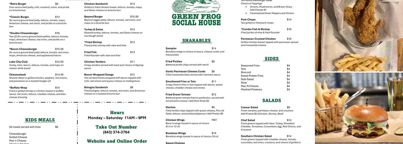 Green Frog Social House Menu