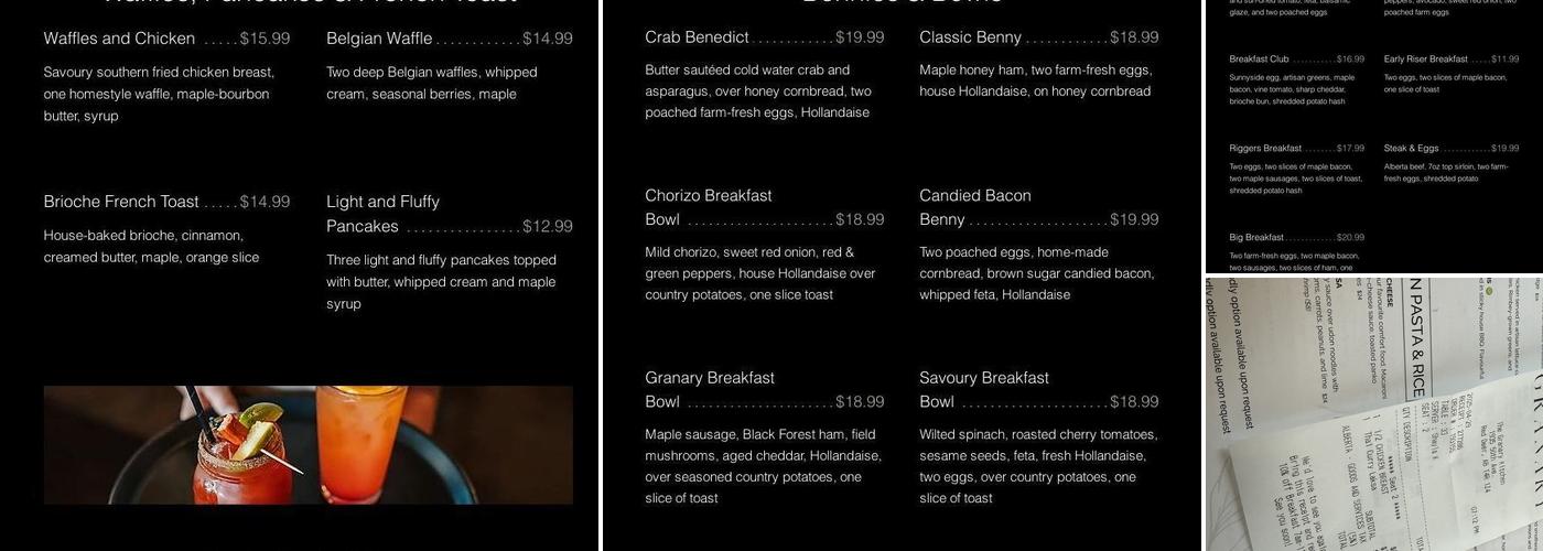 The Granary Kitchen Menu
