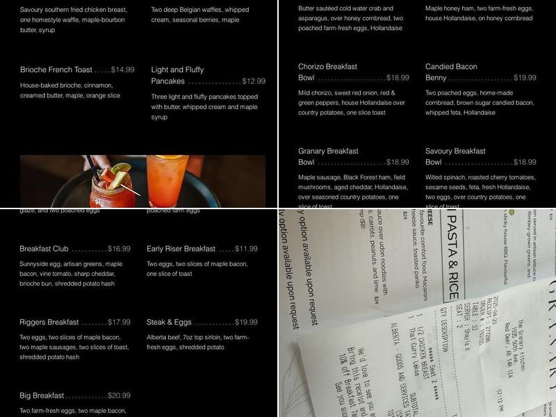 The Granary Kitchen Menu