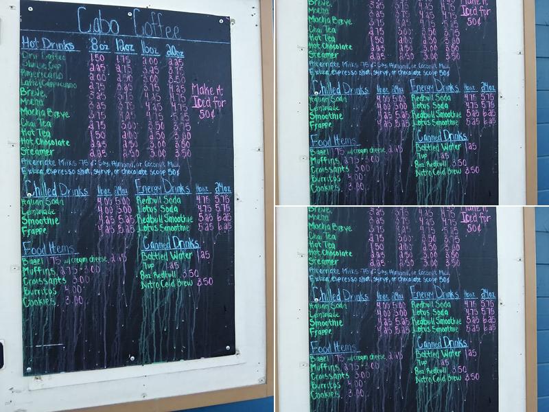 Cabo Coffee Menu