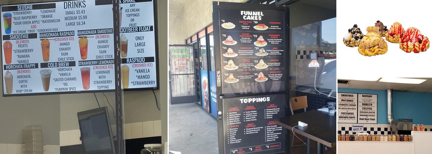 Sticky icky Funnel Cakes Menu