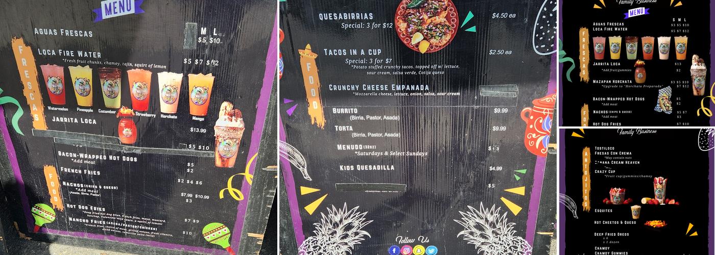FireWater Co. Menu