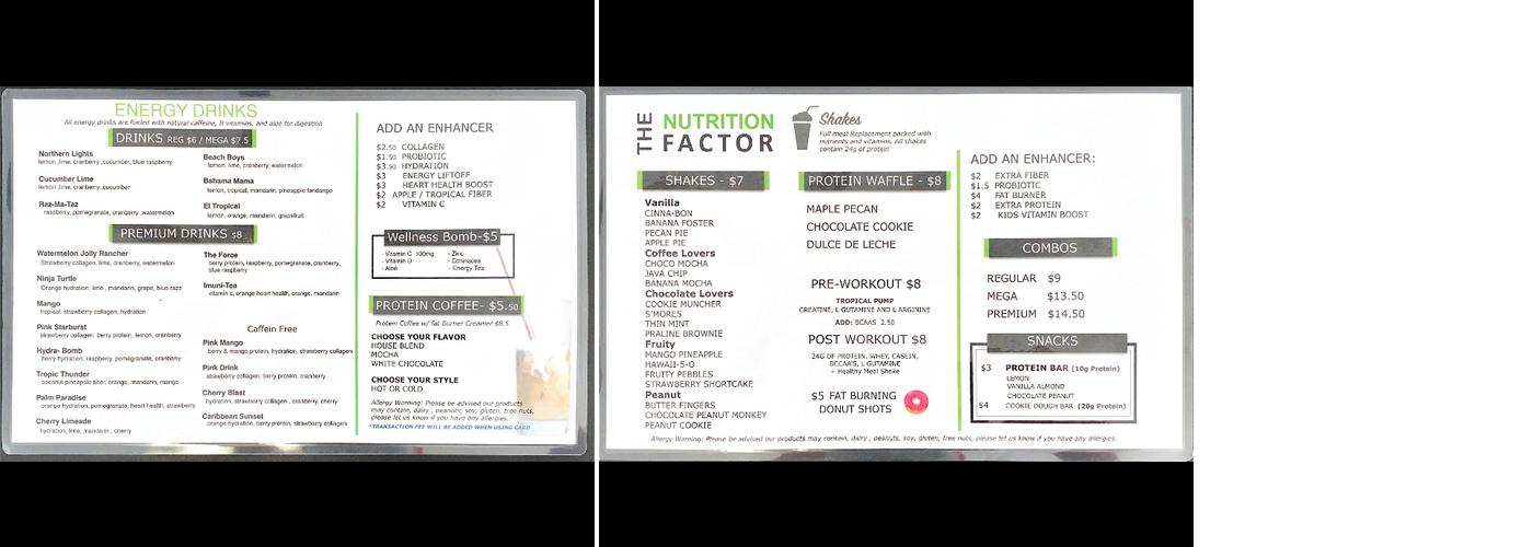 The Nutrition Factor Menu