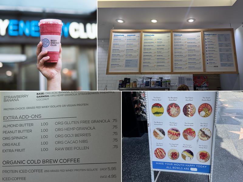 Body Energy Club: Hollywood @ Hollywood & Vine Menu