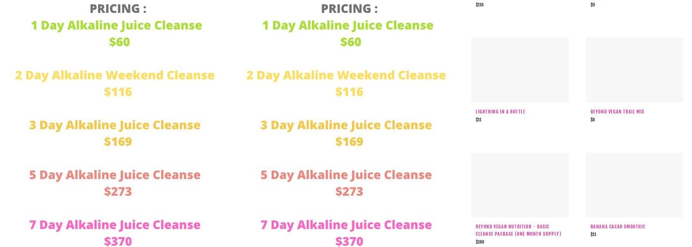 JUICEBAE Menu